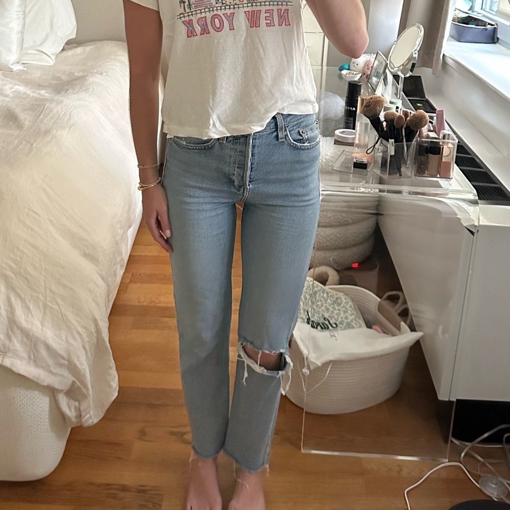 Re/Done Light Blue Straight Leg Jeans